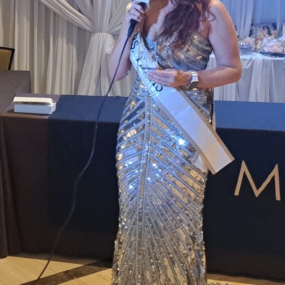 Sherri Hill Black and Gold Dress with Leopard Print - Picture 4 of 4